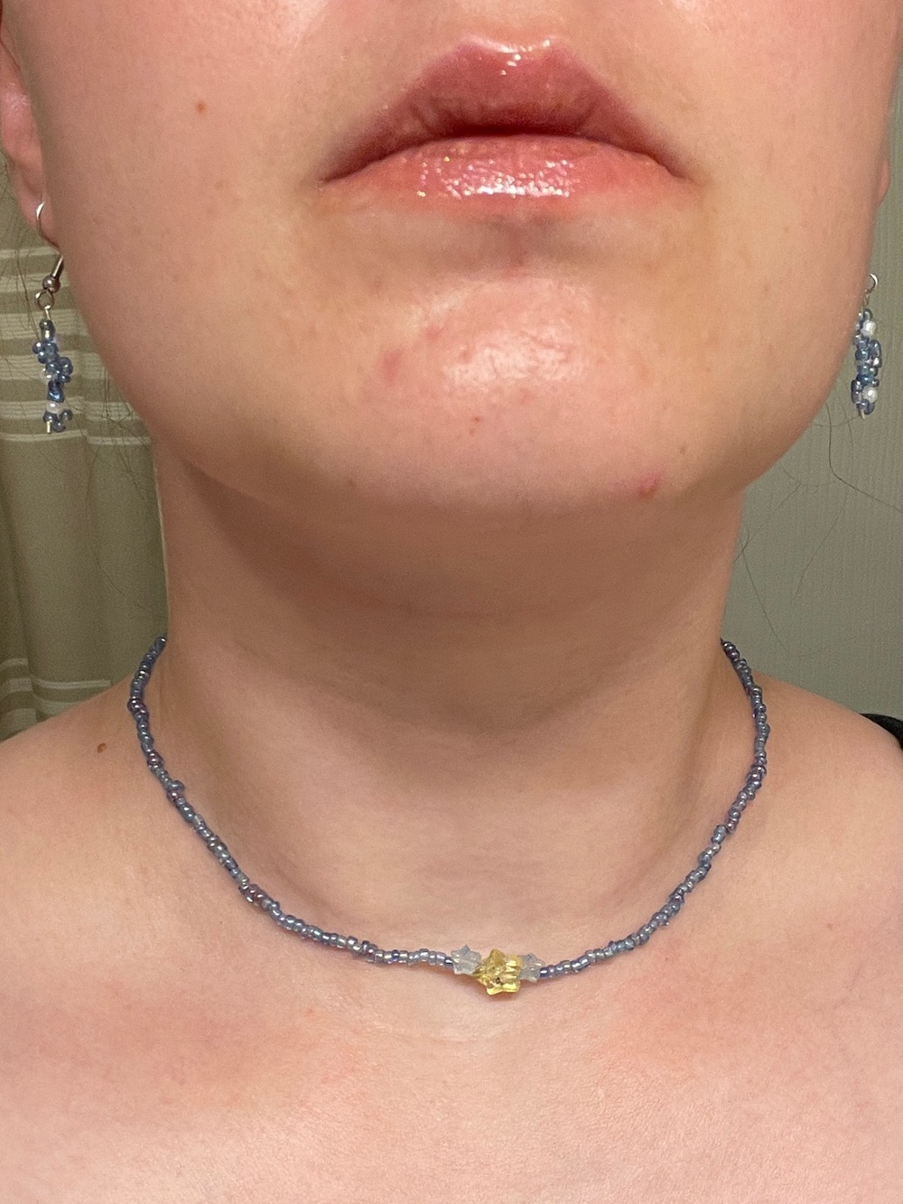 SET! Handcrafted Blue Beaded Necklace and Earrings